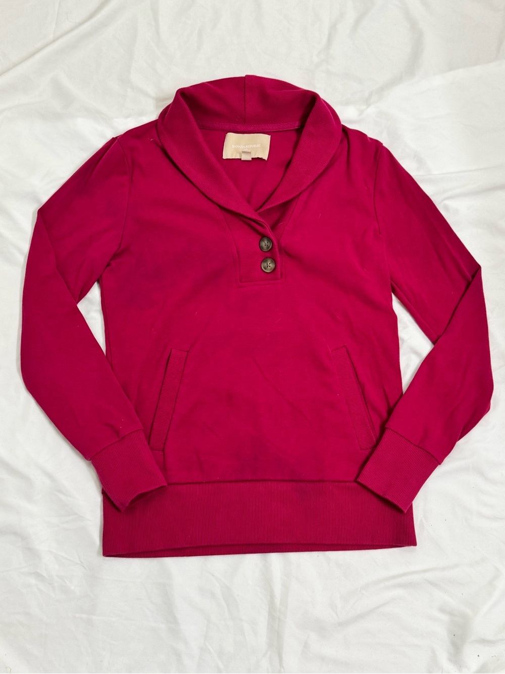 Banana Republic Shawl Collar Long Sleeve Pullover - Fuchsia Pink